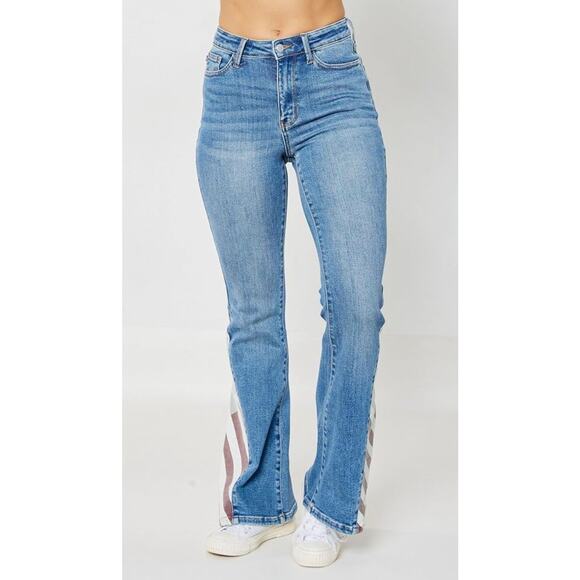 Judy Blue Freedom Y2K Rings Flare Jeans – Ivory Gem 20W A001880 - Picture 2 of 10